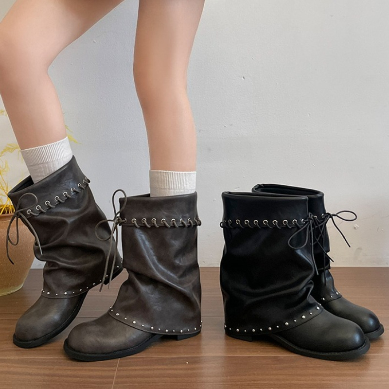 Leather Classic Strap - Botas de media pantorrilla holgadas para